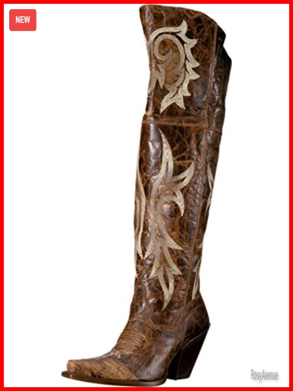 Dan Post Womens Jilted Embroidered Snip Toe Over the Knee Dress Boots Leather